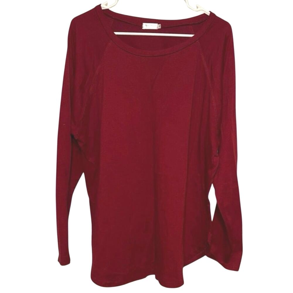 Women’s Burgundy Long Sleeve Swing Tunic Top XXL Casual Soft Stretch